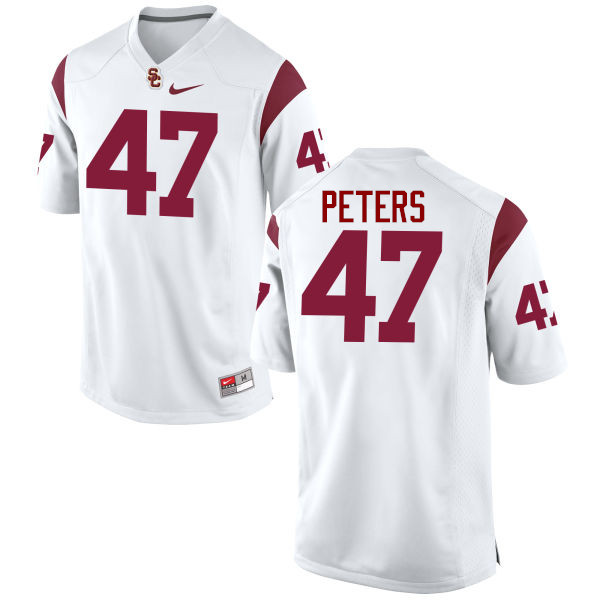 Men #47 Reuben Peters USC Trojans College Football Jerseys-White